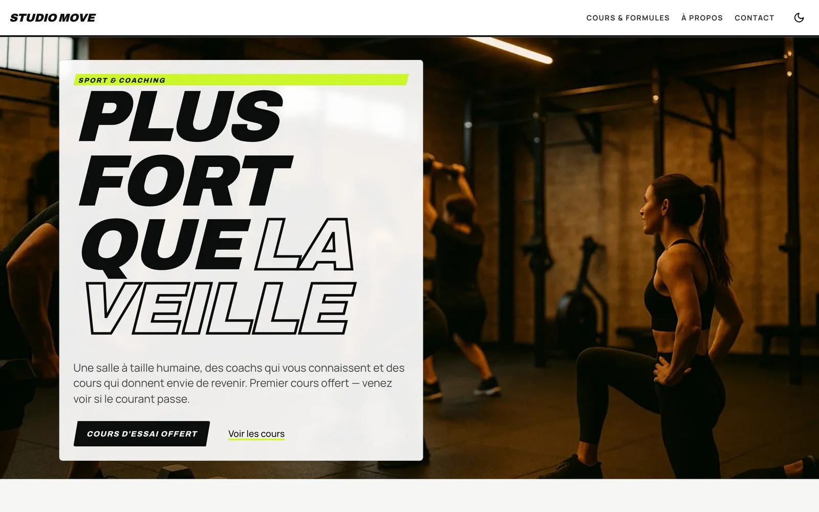 Sprint — Sportif, capitales obliques et jaune volt