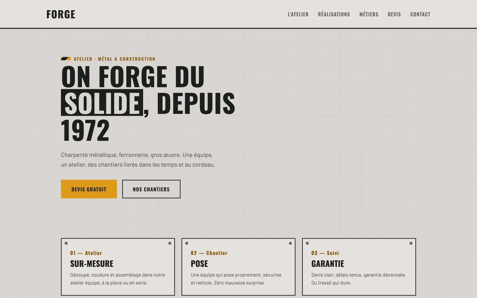 Forge — Béton et acier, robuste